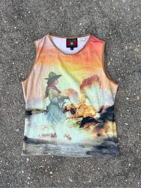 Five Star Multicolor Western Graphic Tank Top
